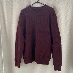Men’s L - J.Crew maroon heavy cable-knit crewneck sweater